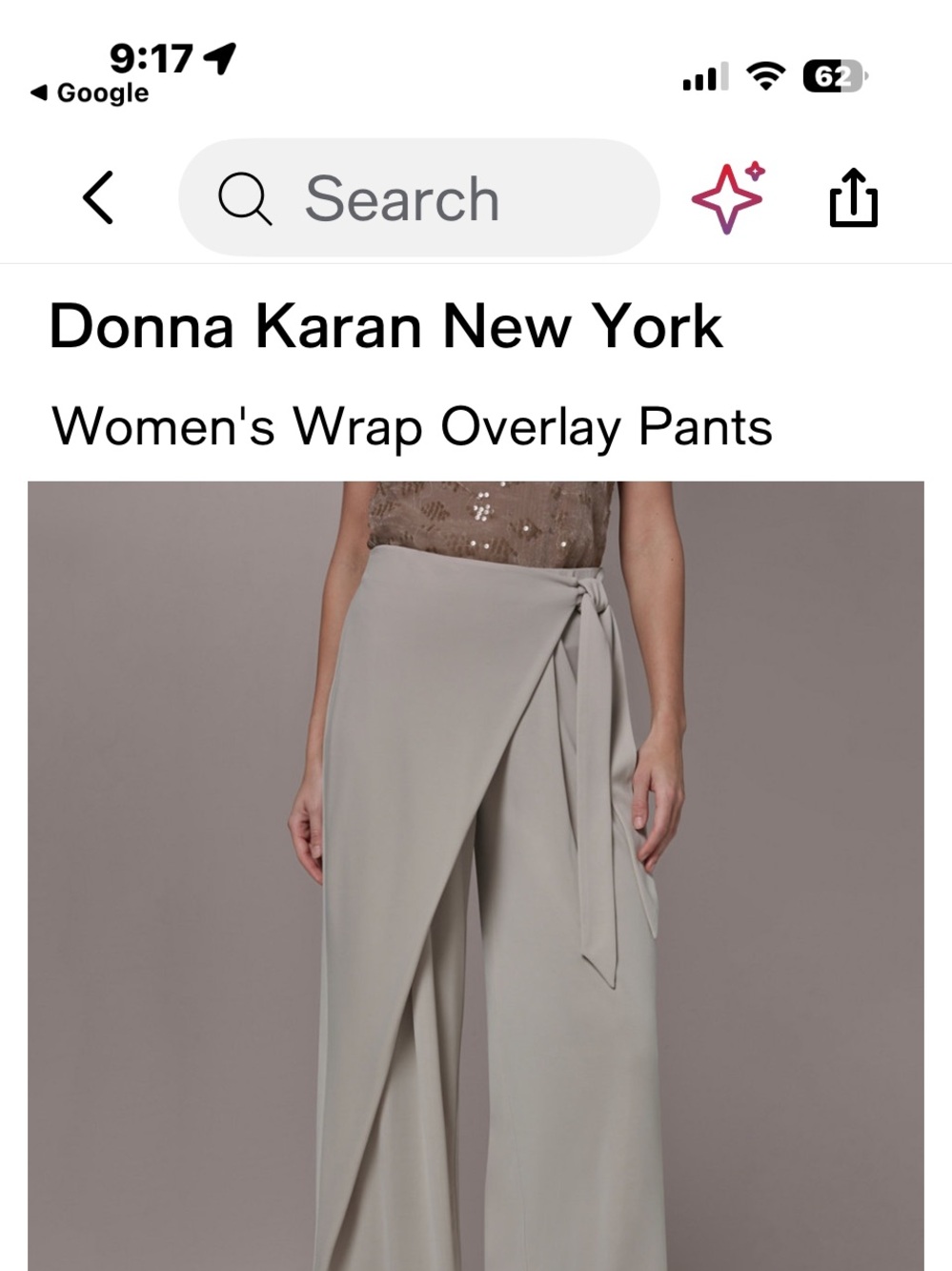 Donna Karan Light Gray Wrap Wide-Leg Pants